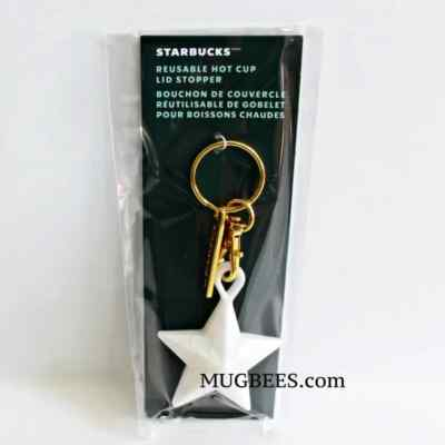 #ad #ad Starbucks Reusable Silicone Star Hot Cup Lid Stopper Keychain Keyring Gold Tone $19.80