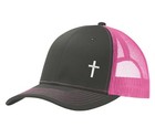 Christian Cross Trucker Hat Snapback Comfort Mesh Baseball Cap (Charcoal/Pink) — photo 1