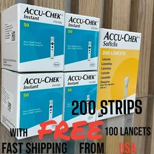 4XAccu-Chek instant 50 test strips+200 Lancets,From USA-Exp10-2026-NO IMPORT FEE
