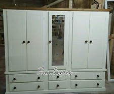 HANDMADE AYLESBURY 6 DRAWERS 5 DOORS WARDROBE (IVORY) (DARK OAK) ASSEMBLED