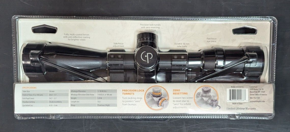 CenterPoint Optics 3-12x44mm MOA High Performance Scope LR312SFT2 BRAND ...