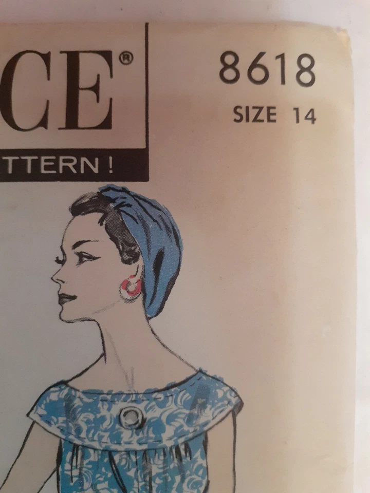 Advance 8618 Chemise Dress Sewing Pattern Ladies 14 VTG 50's Cut Straight Easy - Image 3 of 4
