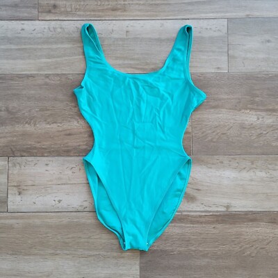 Dance Leotard Aerobics Bodysuit Gymnastics GREEN Spandex High Leg Adult Large