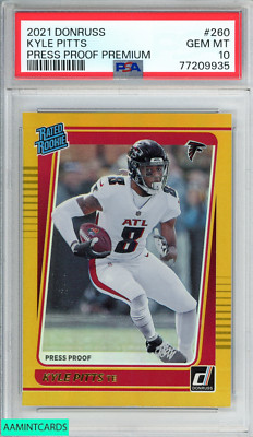 2021 PANINI DONRUSS KYLE PITTS #260 PRESS PROOF PREMIUM ROOKIE RC PSA 10 GEM MT