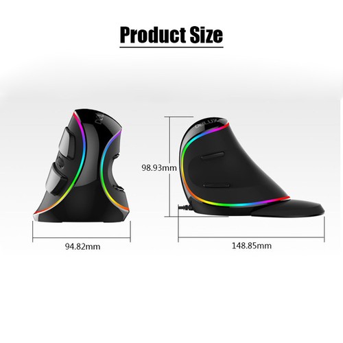 4000 DPI Ergonnomic Vertical Optical Gaming Mouse RGB Backlit For PC Laptop Mac - Picture 7 of 8