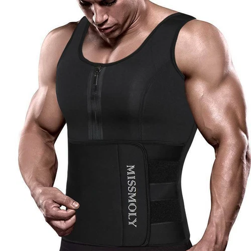Mens Sauna Suit Sweat Vest Waist Trainer Body Shaper Tank Top Compression Shirt - Picture 7 of 30