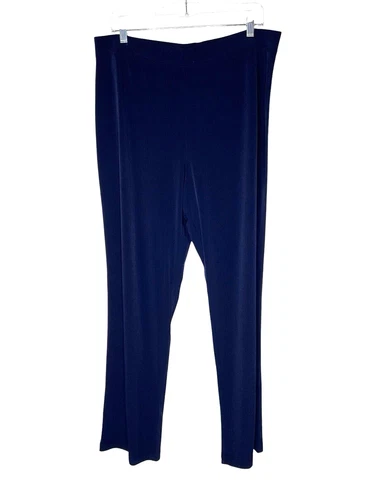 Susan Graver Women's Pants Sz 3x Essentials Liquid Knit Straight Blue A228083