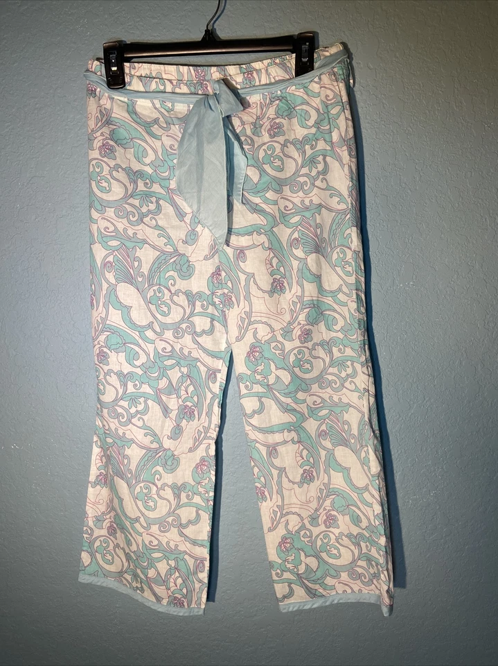 Pantalones de pijama Jodie Lounging púrpura azul estampado floral pierna recta talla pequeña Foto 2 de 4