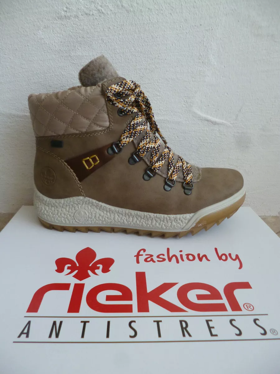 Rieker Women&#039;s Boots Ankle Boots Lace up Boots Beige Tex Y4731 New eBay