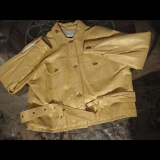 Harlin Vintage Leather Motorcycle Jacket Yellow Gold Size XL