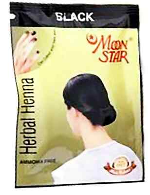 MOON STAR Herbal Henna Black Hair Colour  (6 Pouches) 10 Gms Each 1 free brush