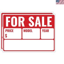 2PC For Sale Sign Car, 14 Inches by 10 Inches - 20 mil Polystyrene Plastic - ...