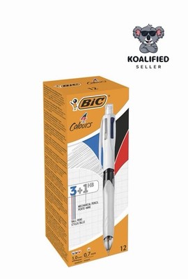 BIC 4 Farben Kugelschreiber Set 4 Colours 3+1HB, mit Bleistift, 12er Pack
