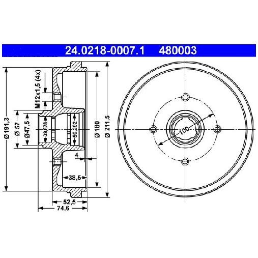 2X Bremstrommel Hinten FüR Seat Arosa 6H 1.0 1.4 1.7 97 Bis 04 ATE CR ANV-image
