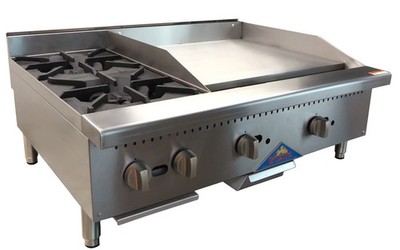 Comstock Castle 36'' Wide Gas Manual Griddle & Two Burner Hot Plate Combo