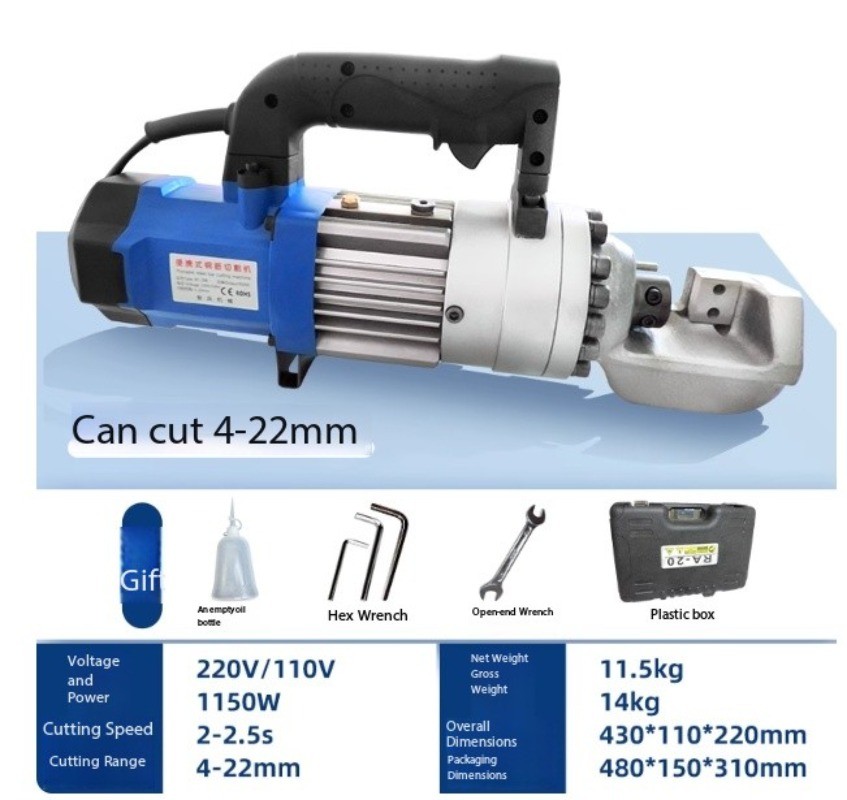 Compact Electric Hydraulic Portable Rebar Cutter, Bender, and Shearing Pliers