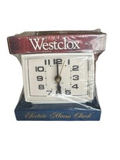 Vintage Westclox Bedside Alarm Clock Electric White Made in USA New in Box NOS
