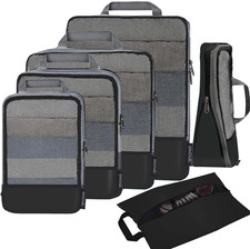 6 Pack Compression Packing Cubes Travel Organizers Black Expandable Luggage Bags