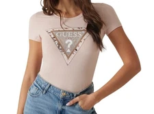 NWT. Guess Cheeta Logo Triangle Tee        