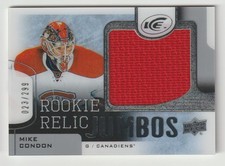 2015-16 UPPER DECK ICE ROOKIE RELIC JUMBOS MIKE CONDON 023/299 MONTREAL