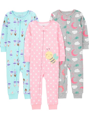 Baby Boys' 3-Pack Snug Fit Footless Cotton Pajamas, Ballerina/Moon/Bee, 18 Mo...