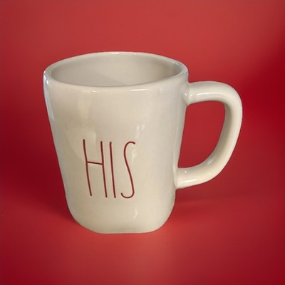 Rae Dunn HIS Mug by Magenta White ceramic Coffee Tea Cup in Red Lettering