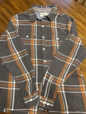 The Normal Brand Men’s Grey  Orange Flannel Button Down Flannel Shirt Size XL