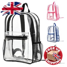 Clear PVC Backpack Heavy Duty Water Resistant Transparent Rucksack UK