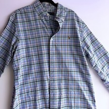 Ralph Lauren Mens Plaid Long Sleeve Button Down Shirt Size Large Pony Logo