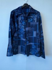 Vintage Triumph Shirt Medium Floral Geometric Button Up Long Sleeve 70s Disco