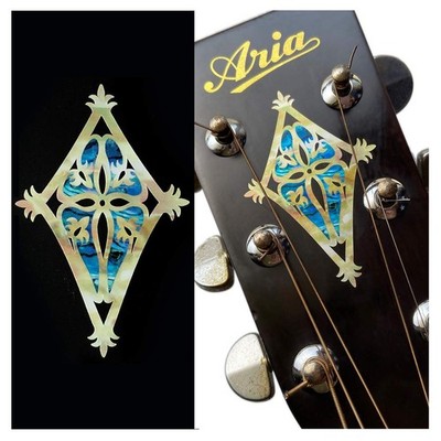 Inlaystickers for Guitar Headstock - Shield (2pcs Set) - Abalone Blue, H-117S...