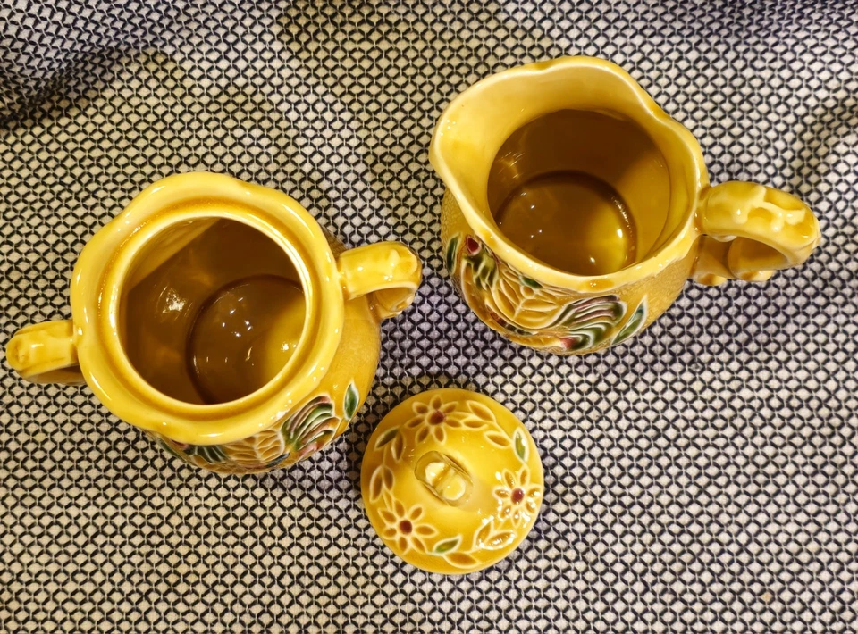 Napcoware C-7704 Japón Crema Azúcar Cuenco De Colección Años 60 Gallo Y Floral Foto 3 de 4