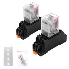 2 Pcs Electromagnetic Power Relays, Green Indicator Light, 8-Pin DPDT 10 a 24 VD