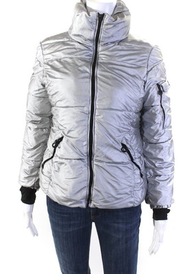 NOIZE Womens Silver Lexi Puffer Coat Size 0 13118828