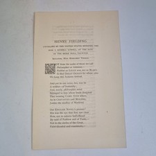 Henry Fielding Unveiling. Poem By Austin Dobson 1883 1st Edition Pamphlet