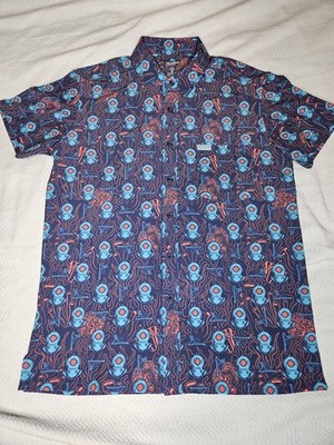 Retro Rifle Deep Dive Hawaiian Style Button Down Shirt Medium