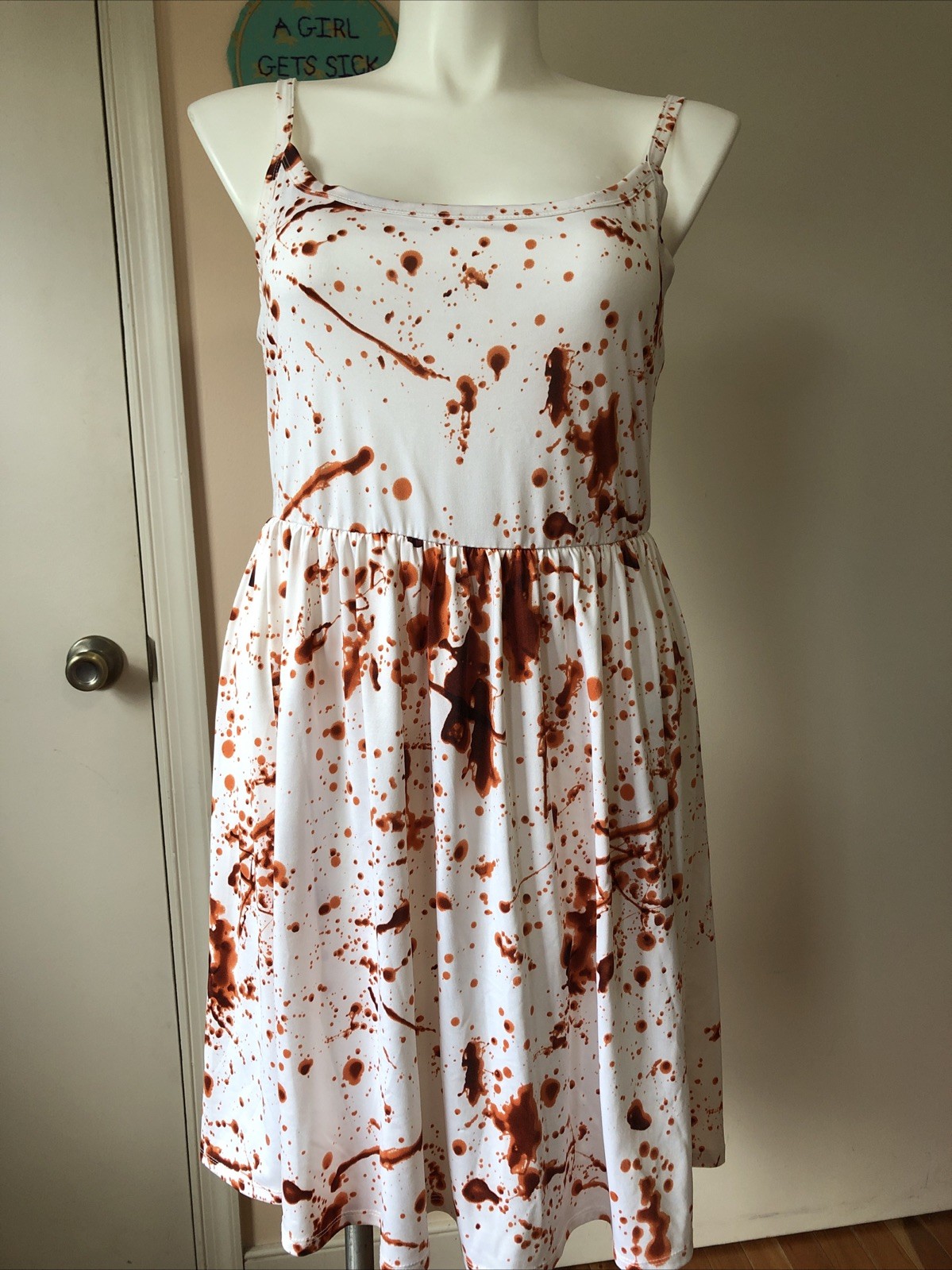 HOT TOPIC BLOOD SPLATTER DRESS OFFICIAL RARE SIZE XL White Red Sleeveless