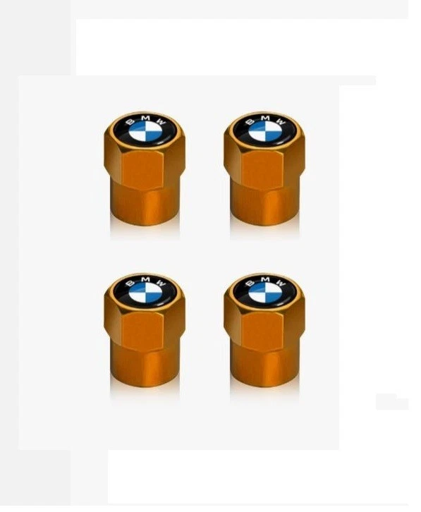 Compatible con BMW Juego de 4 tapas de vástago de válvula de neumático de aluminio anodizado dorado Foto 3 de 4