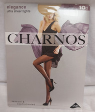 Charnos Elegance Ultra Sheer Tights 10 Denier Nude XL Sheer Toe. Clear & Shiny