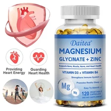 Magnesium 120 Capsules - 500 mg Magnesium Glycinate each - High Dose + Vegan