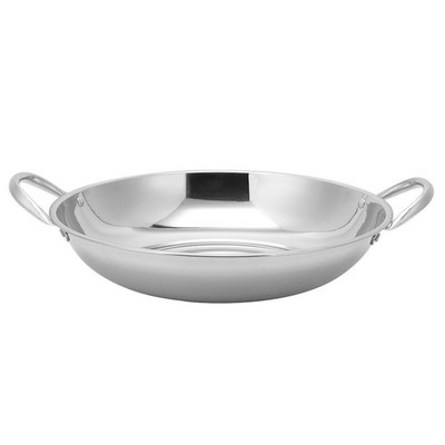  Flat-bottom Dry Pot Hotpot Stainless Pan Cooking Travel Small Steel Wok