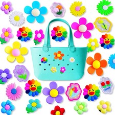 Charms for Bogg Bag Accessories Charms 30pack Random Color Cute PVC Rubber Flowe