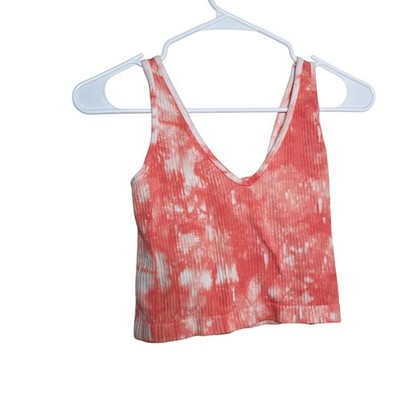 Aura Athletic Tank Top Women's Small Tie Dye Ribbed V-Neck Sleeveless Colorful