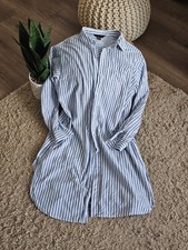 Womens New Look Blue & White Striped Longline Shirt Dress UK 6