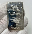 1987 Special Thoughts on Your Birthday 1 oz .999 Silver Art Bar Vintage National