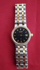 Vintage Citizen Quartz Womens Two Tone Analog Watch Black Dial Japan 4610-S27902