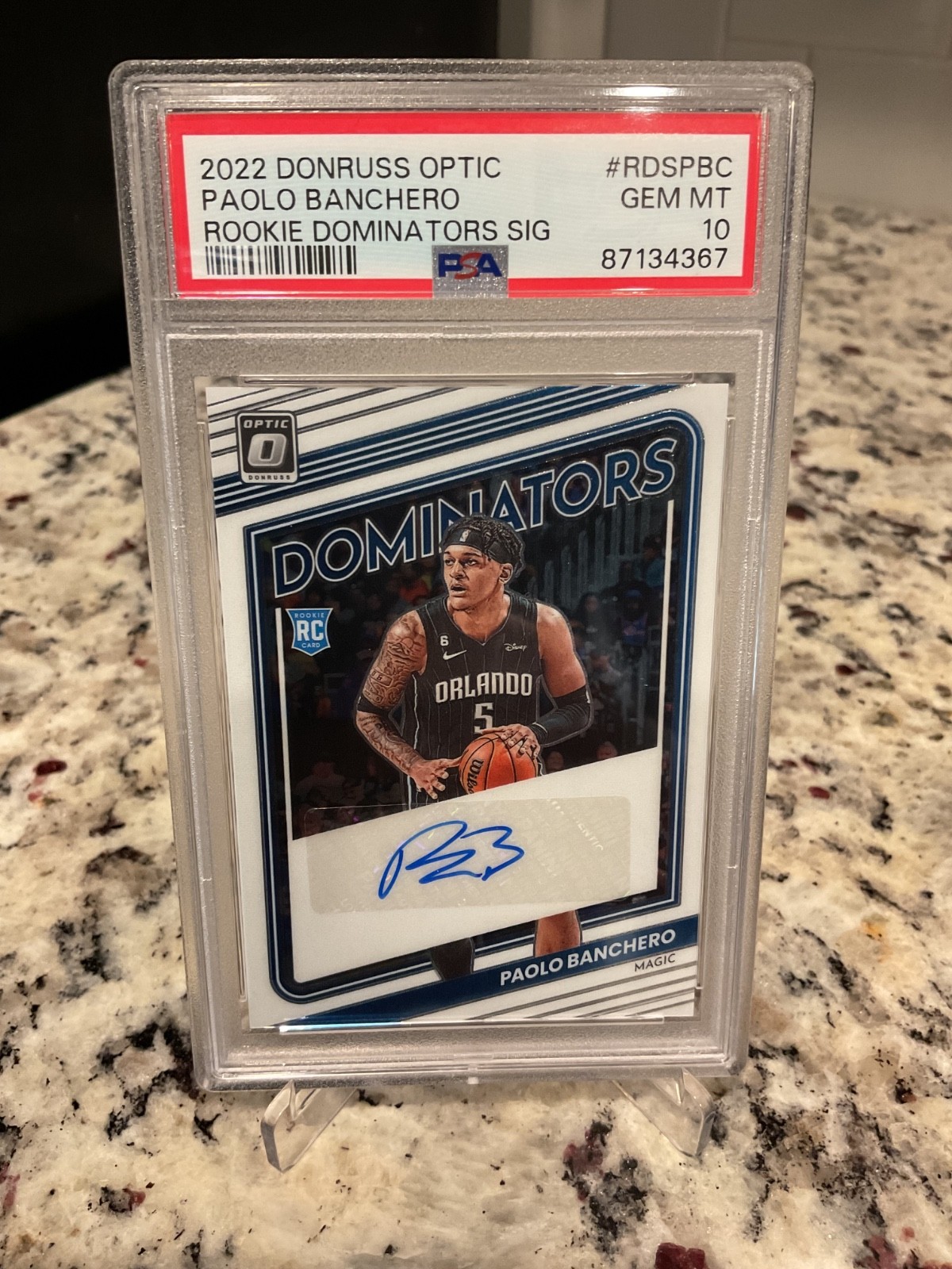 2022 Donruss Optic Paolo Banchero Dominators Rookie Auto /25 PSA 10 GEM MT POP 2