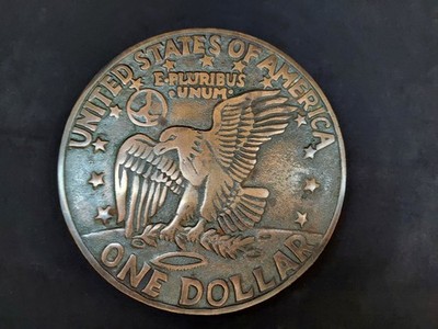 American Eagle Coin Wall Art Copper Covered Iron Trivet One Dollar Moon Landing