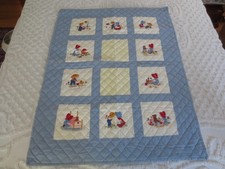 HANDMADE Unused OLD FASHIONED CHILDREN PRINT Cotton CRIB/BABY QUILT - 34" x 43"