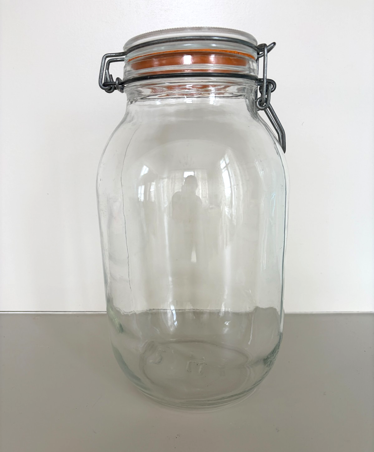 Large Vtg 3L Mason Style Glass Canning Jar Made in France w/Hinged Metal Seal